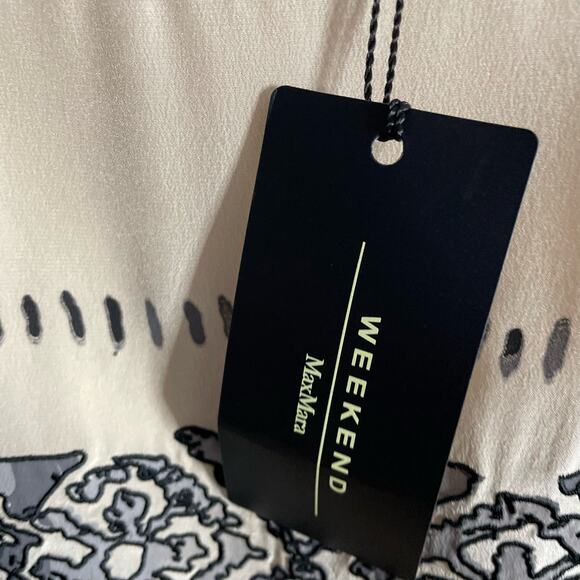 Weekend Max Mara Beige Embroidered Long Sleeve Blouse Lightweight Women’s S - Picture 8 of 9